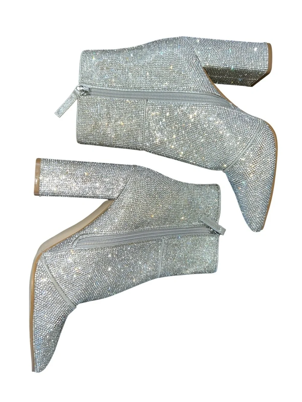 Steve Madden Size 7.5 Notice Rhinestone Sparkle Block Heel  Ankle Boots New